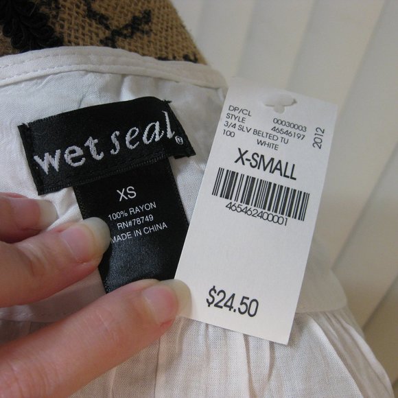 NWT Wet Seal white belted button up shirt top XS extra small - Picture 6 of 6